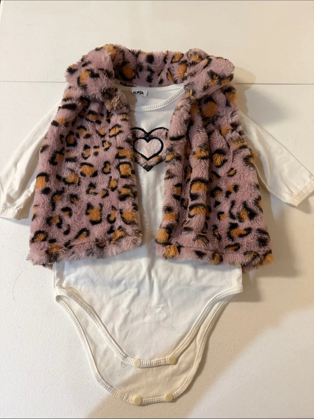 Girls Faux Fur Hooded Leopard Vest - Pink